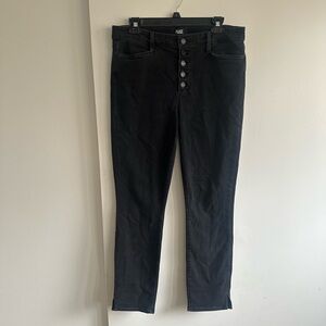PAIGE Black Ankle-Length Cropped Jeans with Button Fly